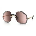 thumbnail image 4 of Womens Bling Rhinestone Jewel Rimless Cloud Shape Luxury Sunglasses Gold - Brown Pink, 4 of 8