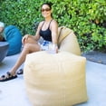 thumbnail image 4 of Big Joe Square Ottoman Weatherproof Bean Bag Footrest, Natural Basket Weave, Breathable Weather Resistant Fabric, 2 feet, 4 of 6