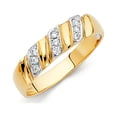 thumbnail image 2 of 14k Two Tone Gold Round 3 Slanted Row 1.50 ct CZ Wedding Band Ring Trio Set, 2 of 2