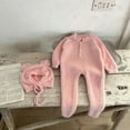thumbnail image 4 of FAOWME Baby Girls Romper Cute Warm Long Sleeved Furry Wrap Children Onesie With Cute Cap Pink 3-6 Months, 4 of 4