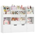 thumbnail image 5 of Hiphuta Kids Bookcase Toy Storage Organizer, Wooden Toy Organizer of 4 Bins& 1 Large Removable Drawers for Home Bedroom, Kids Bookshelf Toy Box with Book Rack, White, 5 of 8