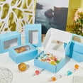 thumbnail image 5 of 20pcs Blue Cookie Box with Window 3.4x2.4x1.2 Inch Treat Box Kraft Paper Treat Box Pastry Box Donut Box Individual for Christmas Wedding Party Halloween Valentine's Day, 5 of 9