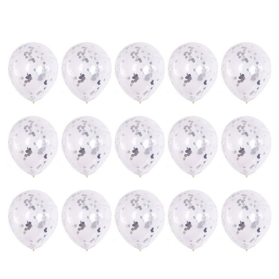 15pcs in 1 Set Creative Confetti Balloons Transparent Balloons Wedding Supplies Birthday Balloons Decorations Party Layout Ornaments (Silver Confetti)