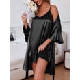thumbnail image 6 of KISSGAL Sleeveless Nightgowns with Robes Set Satin Silk Bridal Party 3/4 Sleeves Bathrobes with Pocekts, 6 of 7