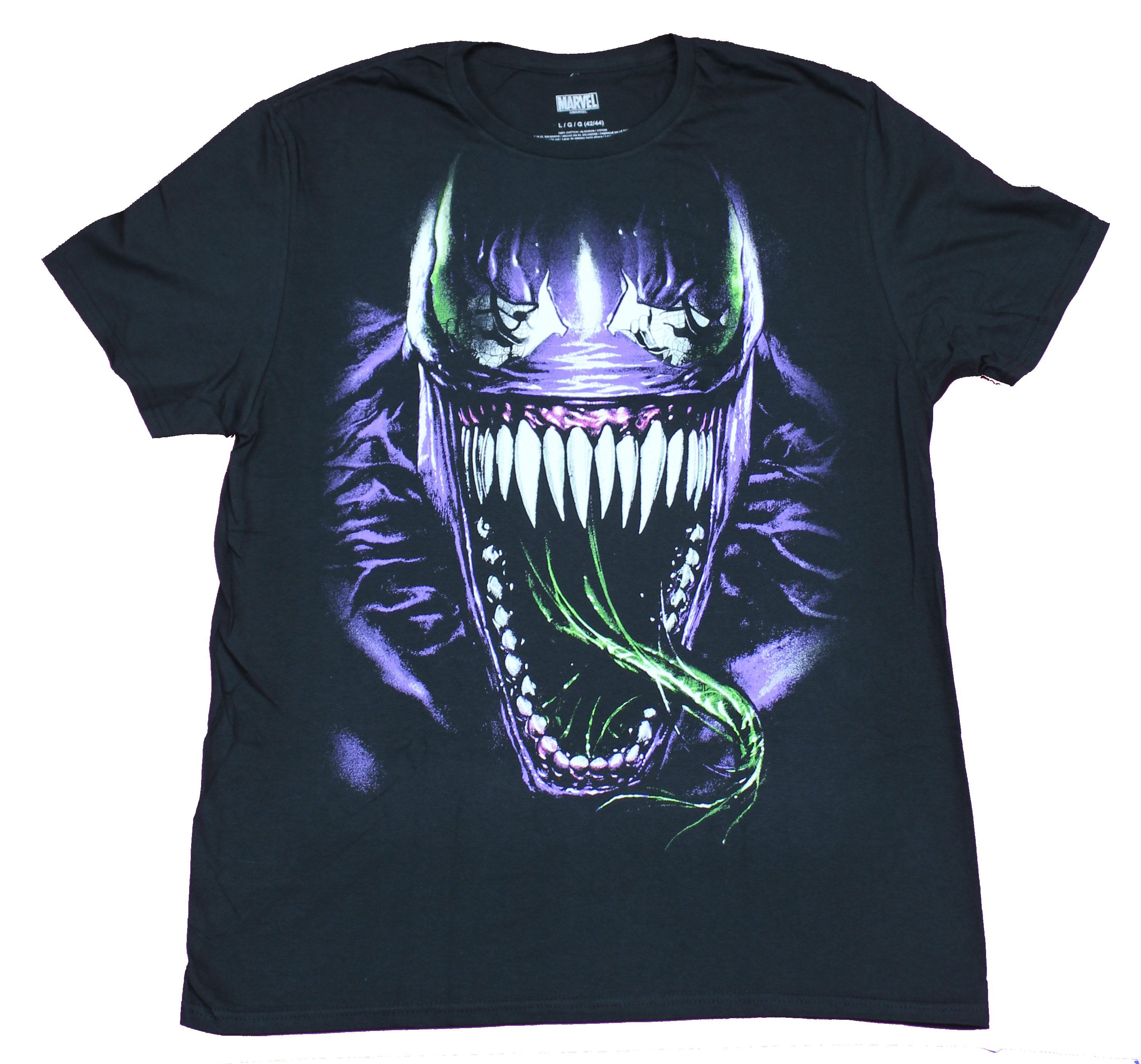 Venom Mens T-Shirt - Giant Scary Green Tongue Big Teeth Image (2X-Large ...
