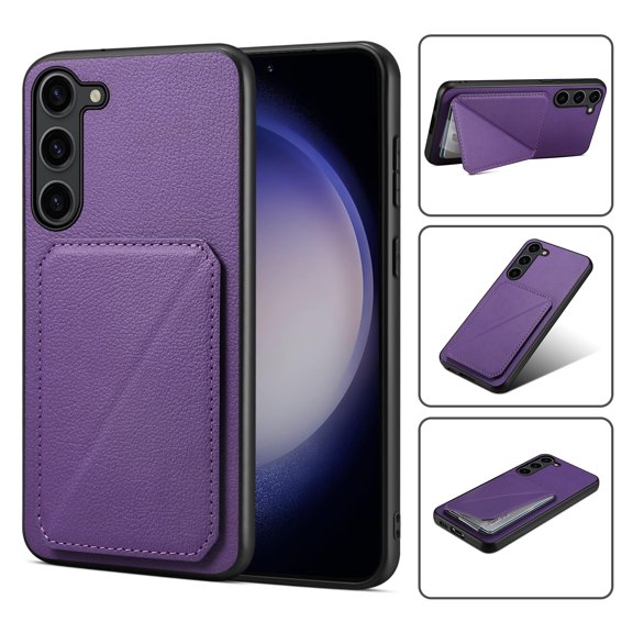 Case Compatible with Samsung S23 Plus,Wallet Case with Hidden Card Holder, withKickstand Card Slots Classic PU Cowhide Leather Cover for Men Women Girls for Samsung Galaxy S23 Plus,purple