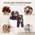 thumbnail image 7 of Lsque Colorful Wolf Head Pattern Long Sleeve Pajama Set for Women - Soft 2-Piece Sleepwear and Loungewear Set with Pockets, Comfy Nightwear-Small, 7 of 7