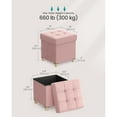 thumbnail image 3 of Small Storage Ottoman, Folding Ottoman Cube, 15 x 15 x 15.7 Inches, Footstool, Footrest, 9.8 Gal. (37 L), Velvet Surface, for Bedroom, Living Room, Dorm, Jelly Pink, 3 of 6
