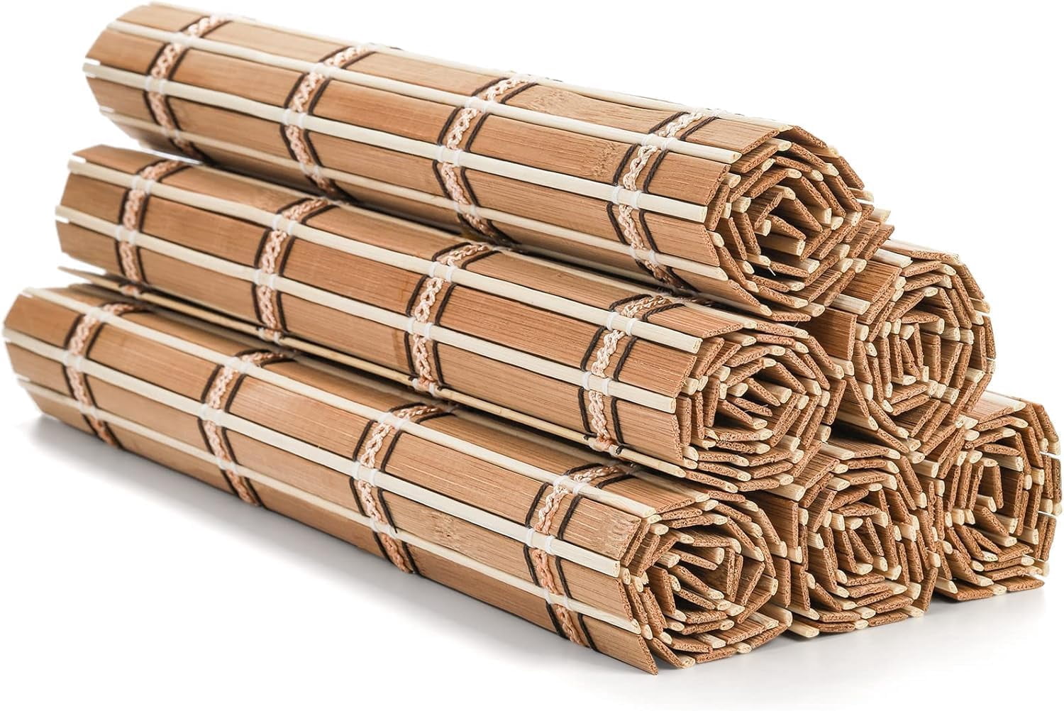Natural Bamboo Placemat -6 Pack- Set of Wooden Square Placemats, Suitable for Non-Slip and Resistant Bamboo Table Placemats in Restaurants and Kitchen