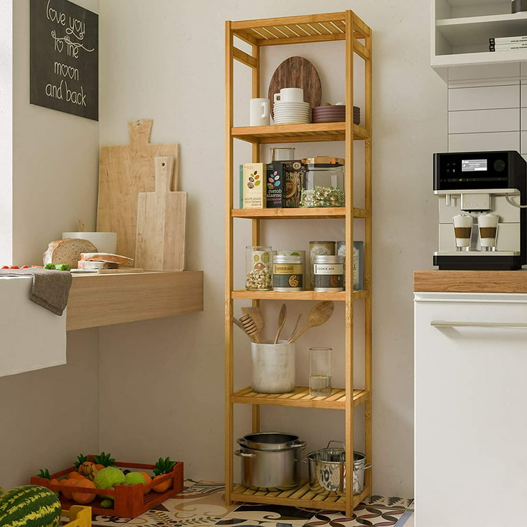Bamboo Backer Racks Kitchen Shelf Unit, Kitchen Rack Organizer Bathroom  Storage Shelf Corner Shelf for Small Space