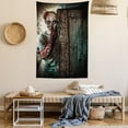 thumbnail image 2 of Zombie Tapestry, The Monster behind the Door Looking with Evil Eyes Hell Nightmare Modern Print, Wall Hanging for Bedroom Living Room Dorm Decor, 40W X 60L Inches, Umber Teal Tan, by Ambesonne, 2 of 5