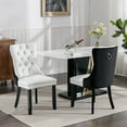 thumbnail image 3 of LegaHome Dining Room Chairs Set of 2, Modern Upholstered Velvet and PU Leather Dining Chair with Nailhead Trim and Solid Wood Legs, Tufted Button Padded Chairs Set for Dining Room, White&Black, 3 of 10