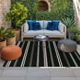 thumbnail image 2 of Black Green White Outdoor Rug for Patio/Deck/Porch, Non-Slip Large Area Rug 3 x 5 Ft, Boho Vintage Abstract Striped Lines Indoor Outdoor Rugs Washable Area Rugs, Reversible Camping Rug Carpet Runner, 2 of 8