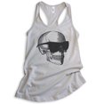 thumbnail image 1 of Skull With Sunglasses Tank Top, Ladies Racerback Tank Top, Halloween Tank, Skull Graphic Tank, Silver Gray, X-Large, 1 of 3