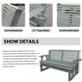 thumbnail image 5 of 2-Person Outdoor Glider Bench - 800lb Capacity, All-Weather Wooden Rocking Chair with Cup Holders, Grey, 5 of 6