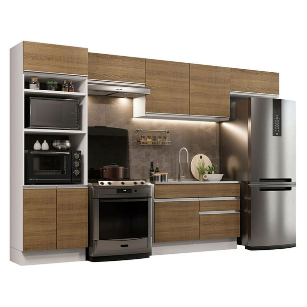 Cocina Integral Completa Madesa 350cm Glamy 01 - Blanco/Marrón