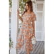 thumbnail image 5 of Vestido Maxi Amarillo Floral PRETTYGARDEN de Drapeado con Cuello en V Talla XXL, 5 of 6
