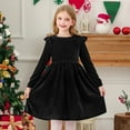 thumbnail image 5 of Long Sleeve Dresses for Kids Toddler Baby Girl Christmas Dress Velvet Doll Collar Long Sleeve Smocked Dress Fall Winter Clothes, 5 of 5