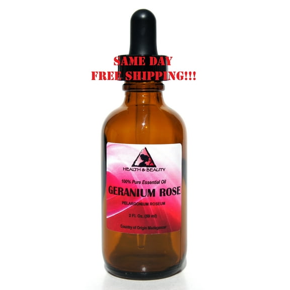 Geranium rose essential oil aromatherapy 100% pure natural dropper 2.0 oz 59ml