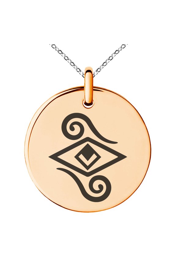 Stainless Steel Illusionism Magic Rune Engraved Small Medallion Circle Charm Pendant Necklace