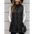 thumbnail image 5 of Cuteduck Women's Vest Fall Spring Sleeveless Stand Collar Long Lightweight Quilted Pocketed Zipper Casual Jacket S-2XL, 5 of 7