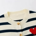 thumbnail image 4 of WhouRiu Toddler Girl Knit Sweater Long Sleeve Striped Button Cardigan Child Cozy Lightweight Fall Sweaters Beige,Sized 4-5, 4 of 8