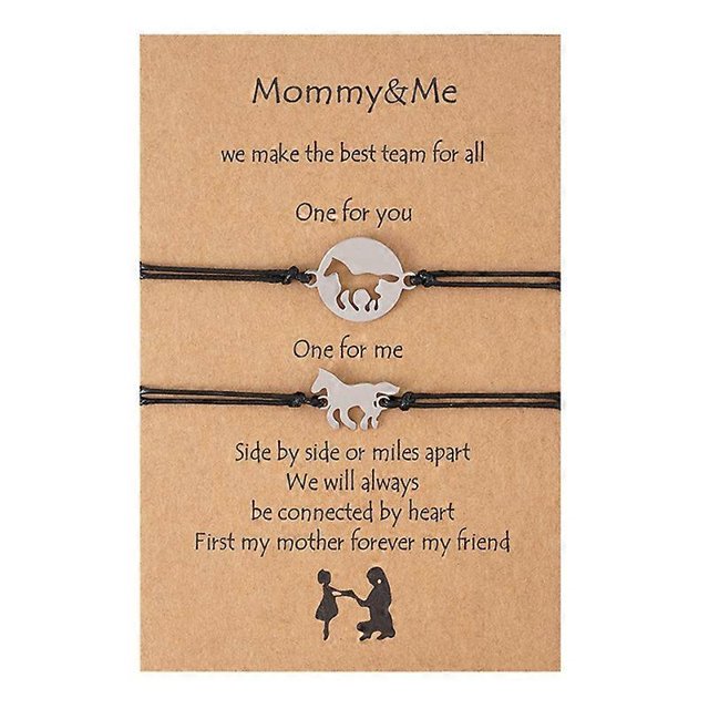 Pulseras de deseos de caballo a juego para mamá y yo, regalo de joyería para mamá e hija, 2 piezas