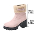 thumbnail image 5 of Pink Women Stylish Boots With A High Heel And Belt Buckle Plus Furry Toe For Leisure Activities, 5 of 9