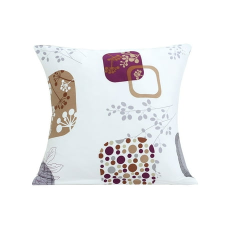 Flower Print Zipper - Home Sofa Polyester Flower Print Zipper Pillowcase Cushion Cover 18 x 18 Inches