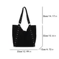 thumbnail image 2 of HUISZJ Faux Suede Shoulder Bag, Rivet Handheld Tote Bag, Large Capacity Shoulder Bag for Shopping Work School (Black), 2 of 10