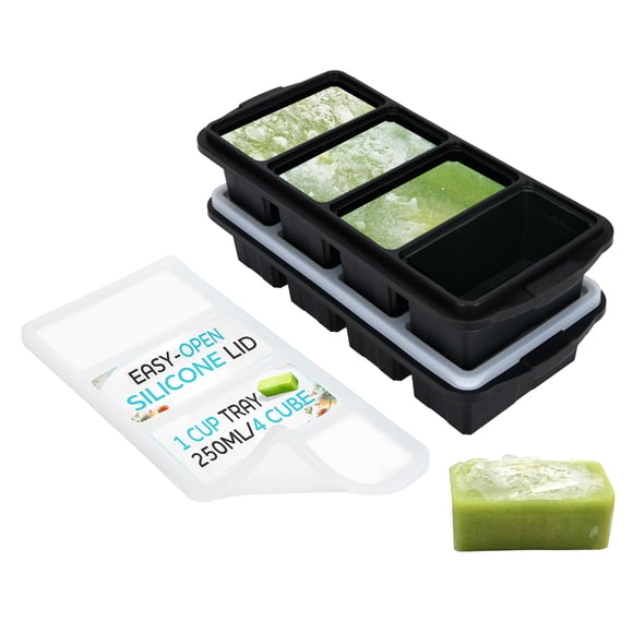 Bandeja para congelador Xomoo de silicona con tapa, paquete de 2 porciones de sopa de 8 x 250 ml