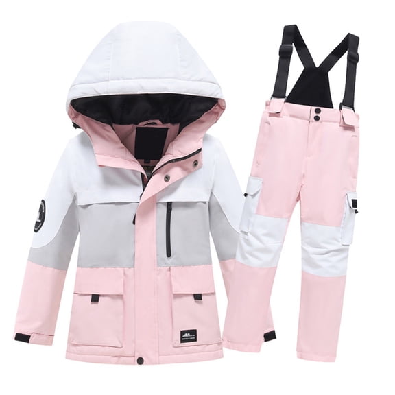 LKWLPD Baby Girl Fall Outfits Toddler Girl Snowsuit Kids Girls Boys Ski Suit Print Long Sleeve Thickened Velvet Warm Windproof and Water Proof Top and Pants Set 2 Piece Outfits,Pink 7-9 Years