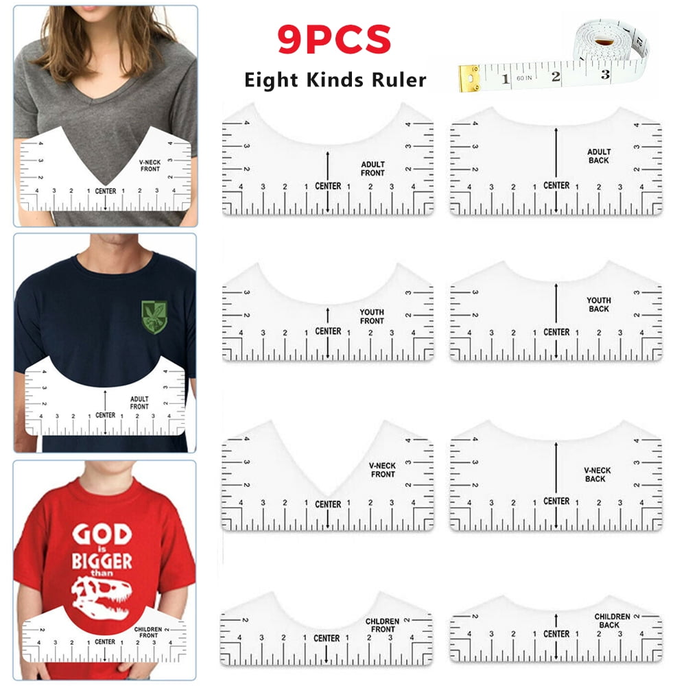 T-shirt Ruler Guide for Vinyl Alignment 9Pcs total Centering Design Tool Set 