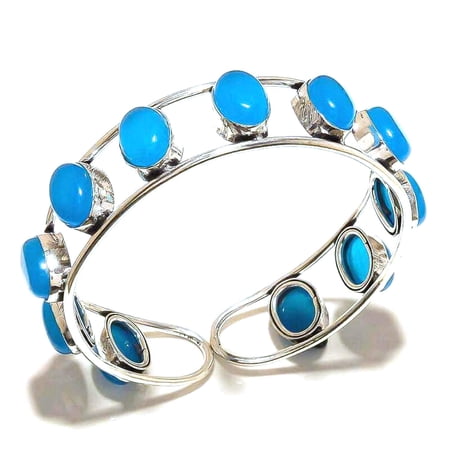 Kirti Gems Handmade Boho Chic Adjustable Bracelet – Silver-Plated Brass, Nickel-Free Fashion Jewelry (Opalite)