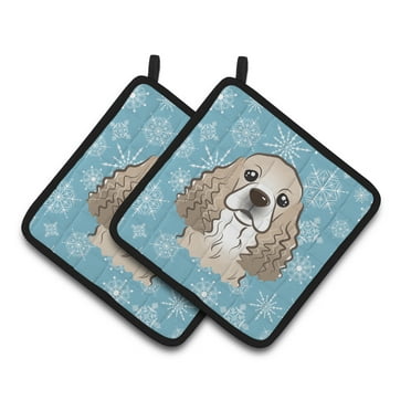 Carolines Treasures BB1650PTHD Snowflake Cocker Spaniel Pair of Pot Holders , 7.5HX7.5W, multicolor