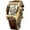 brown gold, variant on Men's Luxury Hollow Skeleton Watch Retro Gorgeous Gear Carving Design Rectangle Tonneau Large Dial Leather Belt & Stainless Steel Band Quartz Wristwatch Not Mechanical Watches