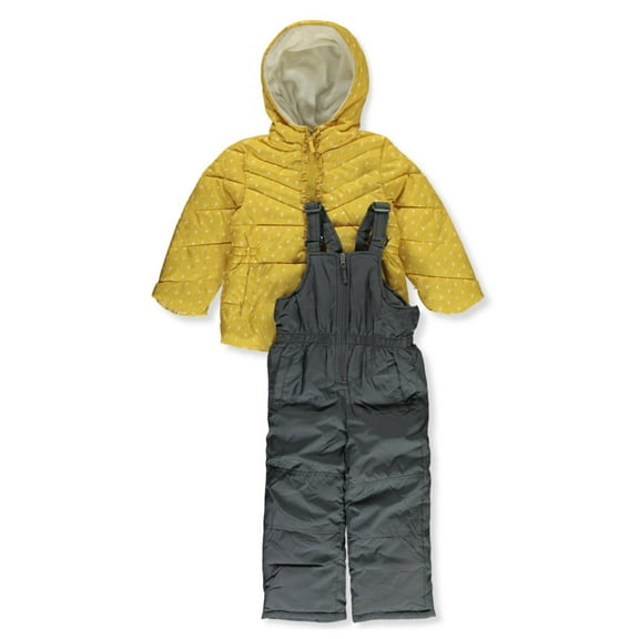 Pink Platinum Girls' 2-Piece Hearts Snowsuit Set Color: yellow Size: 2t