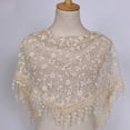 thumbnail image 3 of Beige Scarf Women Lace Sheer Floral Scarf Shawl Wrap Tassel Scarf, 3 of 3