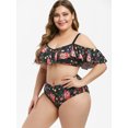 thumbnail image 5 of Rosegal Women Floral Flounce Plus Size Cold Shoulder Bikini Swimsuit Black 4X, 5 of 5