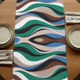 thumbnail image 5 of Table Runners 90 Inches Long Dress Scarves, Green Blue Brown Moire Farmhouse Coffee/Dining/Kitchen Table Runner for Living Room, Modern Abstract Art 13x90 Inch, 5 of 9
