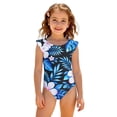 thumbnail image 3 of Grblisyd Girls Swimsuit Flutter Sleeve Hawaiian One Piece Bathing Suit Crew Neck Girls'Swimwear 10Y, 3 of 6