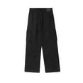 thumbnail image 3 of Letdown Mens Baggy Cargo Jeans Washed Cargo Pants Baggy Loose Fit Straight Leg Pocket Work Trousers Casual Streetwear Hop Jeans - e-Black,XL, 3 of 3