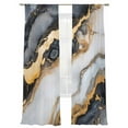 thumbnail image 2 of Black Golden Marble Semi Sheer Curtains 84 Inch Length 2 Panels Set, Modern Ink Painted Abstract Sheer Kitchen Curtain Privacy Voile Window Curtain for Living Room Bedroom Rod Pocket Drapes, 2 of 7