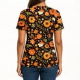 thumbnail image 4 of IYYVV Halloween Scrub Tops Women Cute V Neck Pumpkin Graphic Nursing Working Uniforms with Pockets Holiday Stretchy Tee Shirt Orange 3XL, 4 of 5