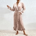 thumbnail image 5 of Gifts for Women Robes for Women Fuzzy House Coat Oversized Kimono Women's Sleepwear Spa Womens Bathrobe Khaki, 5 of 9
