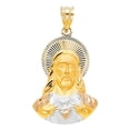 thumbnail image 2 of Wellingsale 14K Two 2 Tone White and Yellow Gold Polished Diamond Cut Religious Jesus Charm Pendant, 2 of 5