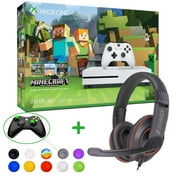 Microsoft Xbox One S 500GB Console Minecraft Bundle, includes: - Xbox One Controller - Minecraft Game Download - Zaabker Stereo Gaming Chat Headset -Silicone Thumb Controller Caps