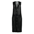 thumbnail image 4 of Time and Tru Women's Crochet Button Down Coverup, Size S/M, Black Soot, 4 of 4
