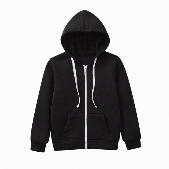 Splozh Kids Hoodies for Boys Kids Boys Girls Solid Color Long Sleeve Zip Up Hoodie Sweatshirt Boys Fashion Jackets Top,Black,6-7 Years