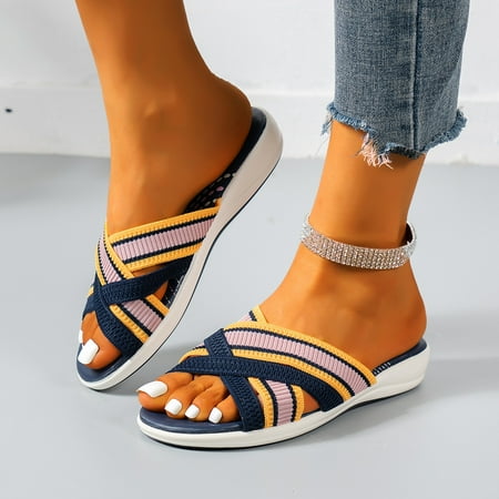 

Ovzne Latest Upgrade Elastic Cross Correction Ladies Sandals Summer Slippers